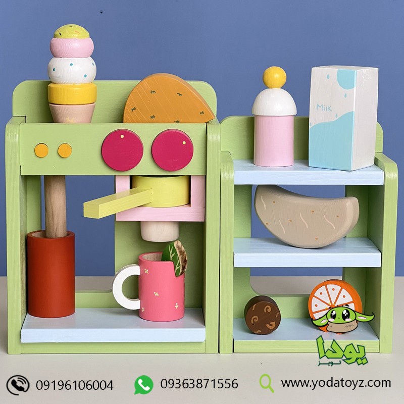 اسباب بازی چوبی اسپرسو بار با لوازم