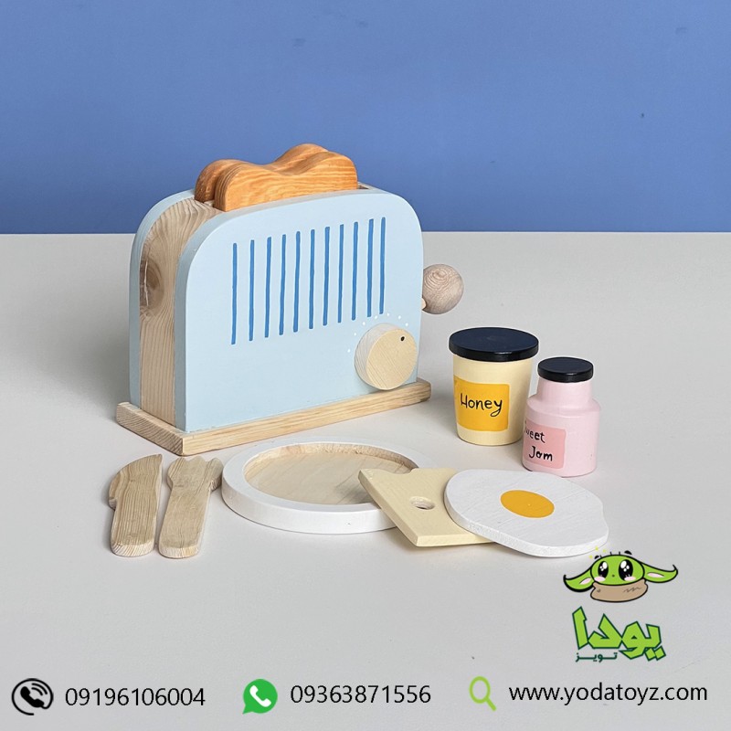 اسباب بازی توستر چوبی رنگ آبی