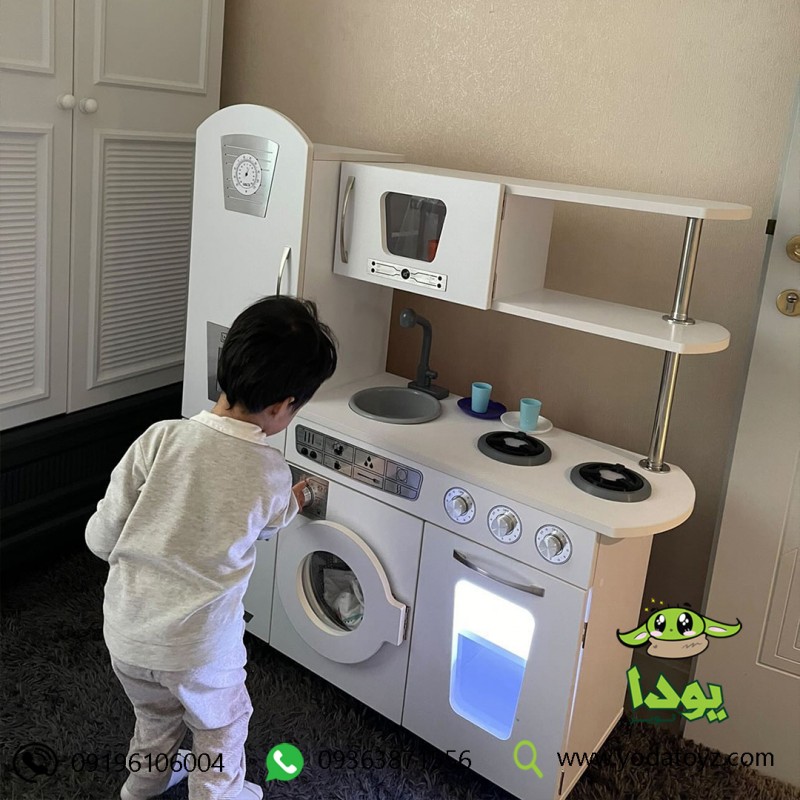 آشپزخانه چوبی واقعی کودک رنگ سفید ((فول آپشن))