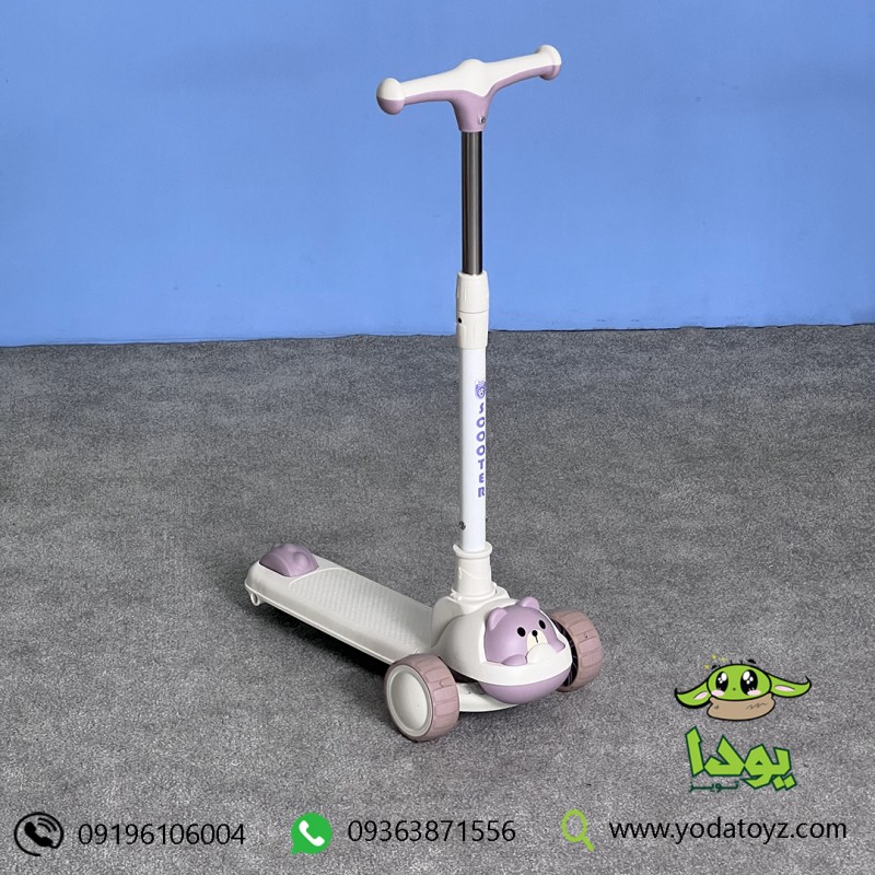 اسکوتر کودک تاشو طرح خرس رنگ صورتی کد 2004