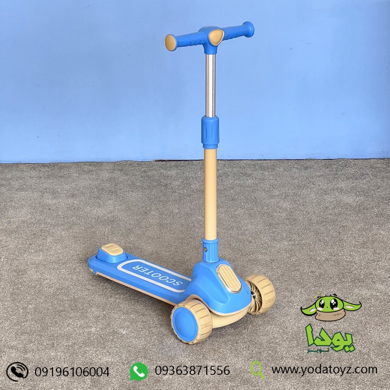 اسکوتر تاشو کودک طرح بنتلی رنگ آبی کد 2002