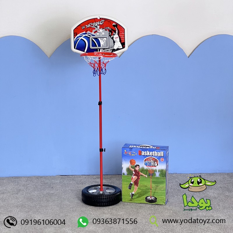 اسباب بازی بسکتبال ایستاده کودک با قابلیت تنظیم ارتفاع  پابه فلزی مدل 20881