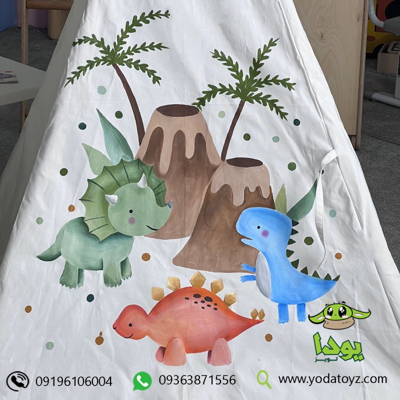 چادر بازی کودک با تشک طرح دایناسور پارتی