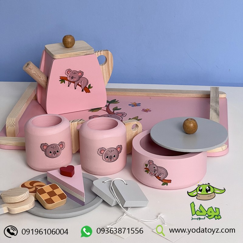 اسباب بازی چوبی ست چایخوری طرح  کوالا