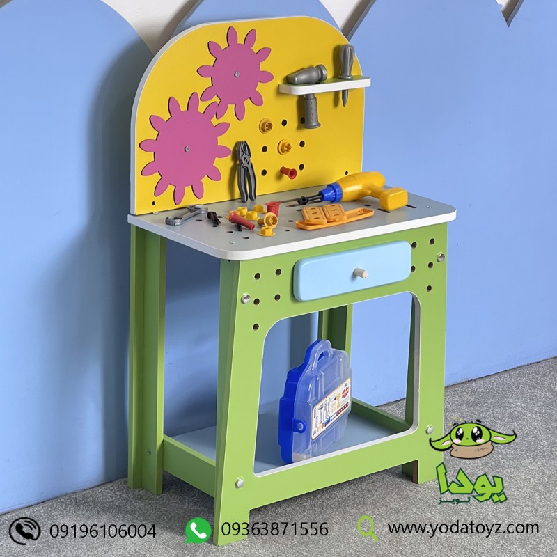 میز ابزار چوبی کودک مدل چرخ دنده