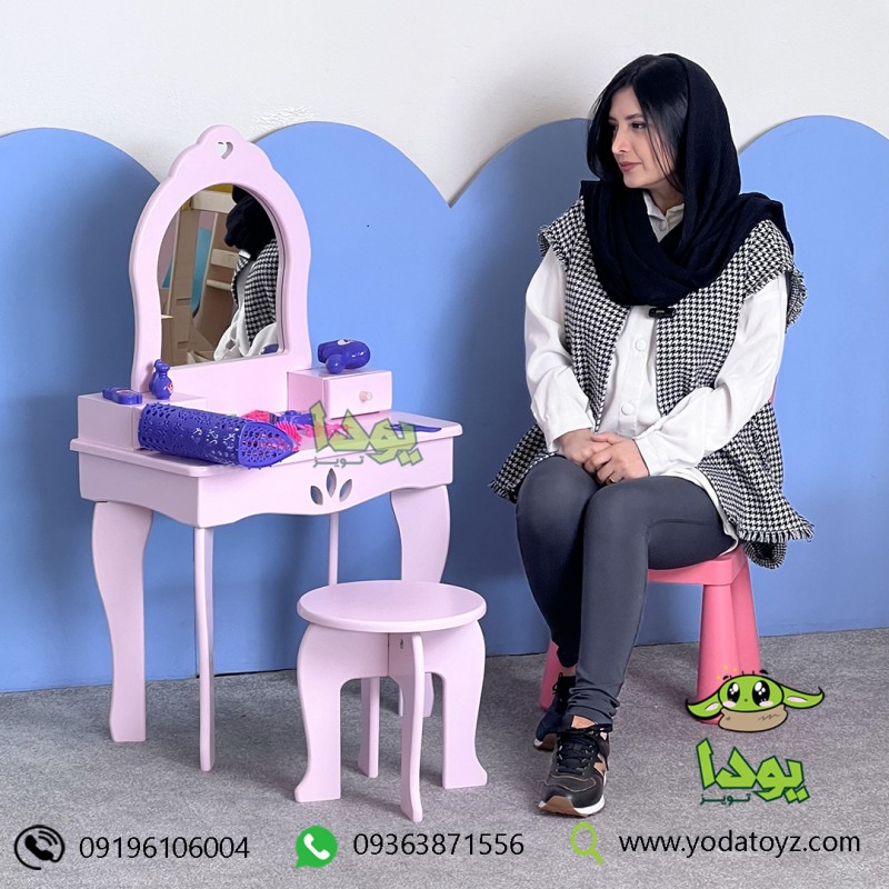 میز آرایش چوبی کودک مدل گلبرگ