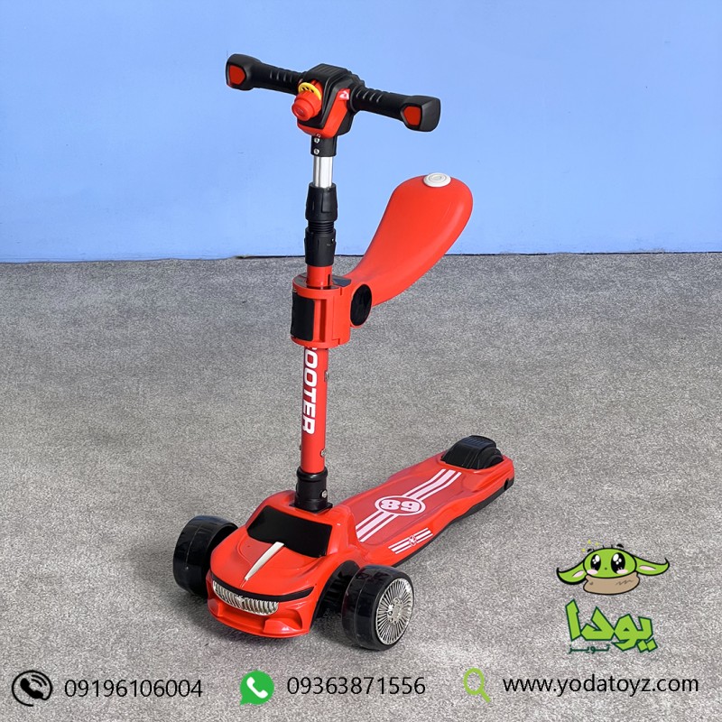 اسکوتر صندلی دار کودک طرح ماشین رنگ قرمز