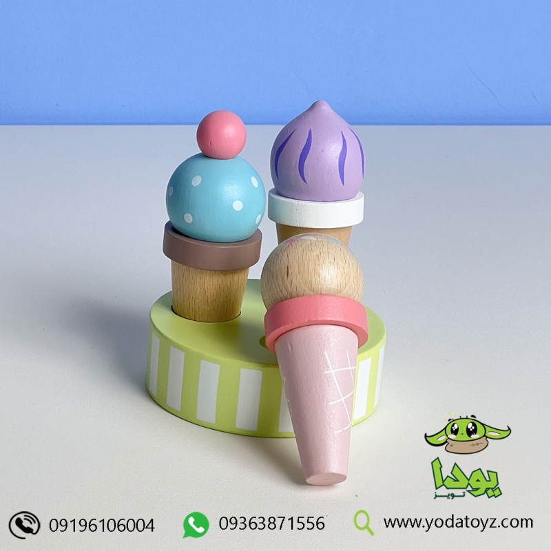 اسباببازی چوبی بستنی قیفی 3 عددی پیکاردو picardo