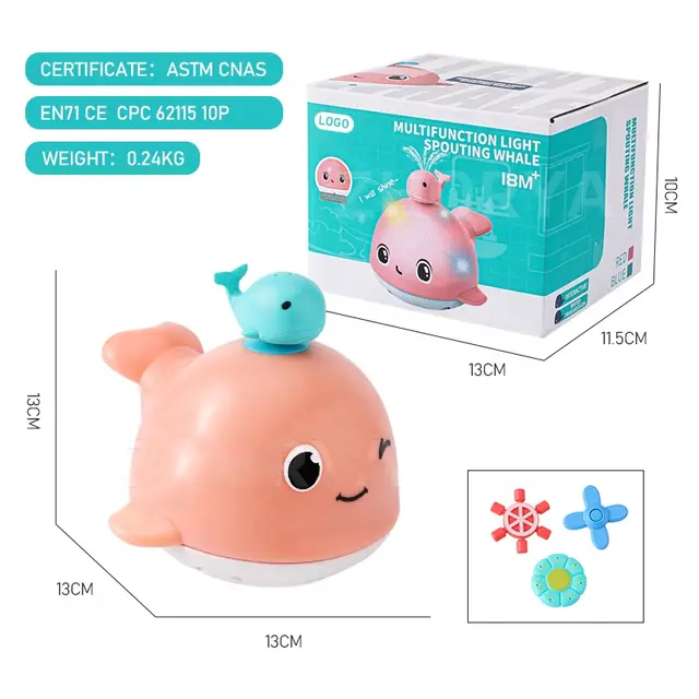 اسباب بازی حمام مدل نهنگ آبپاش چراغدار (سری دار ) 6013