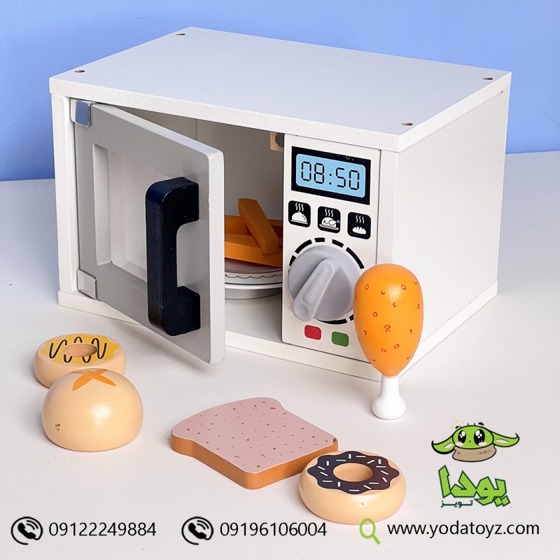 ماکروفر چوبی اسباب بازی با لوازم مدل 858