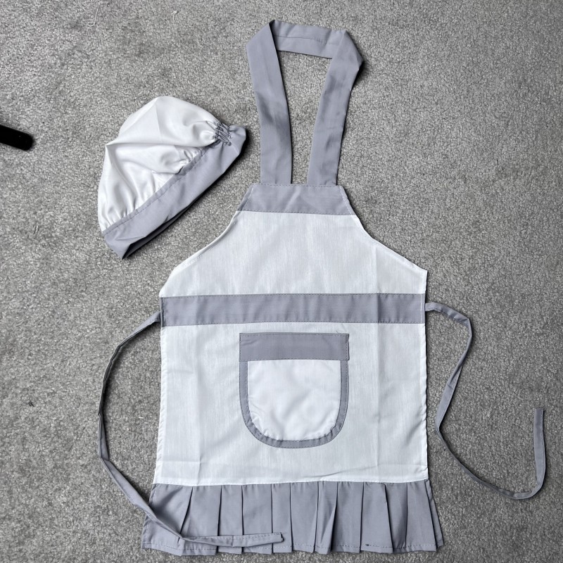 پیشبند آشپزی کودک با کلاه رنگ طوسی