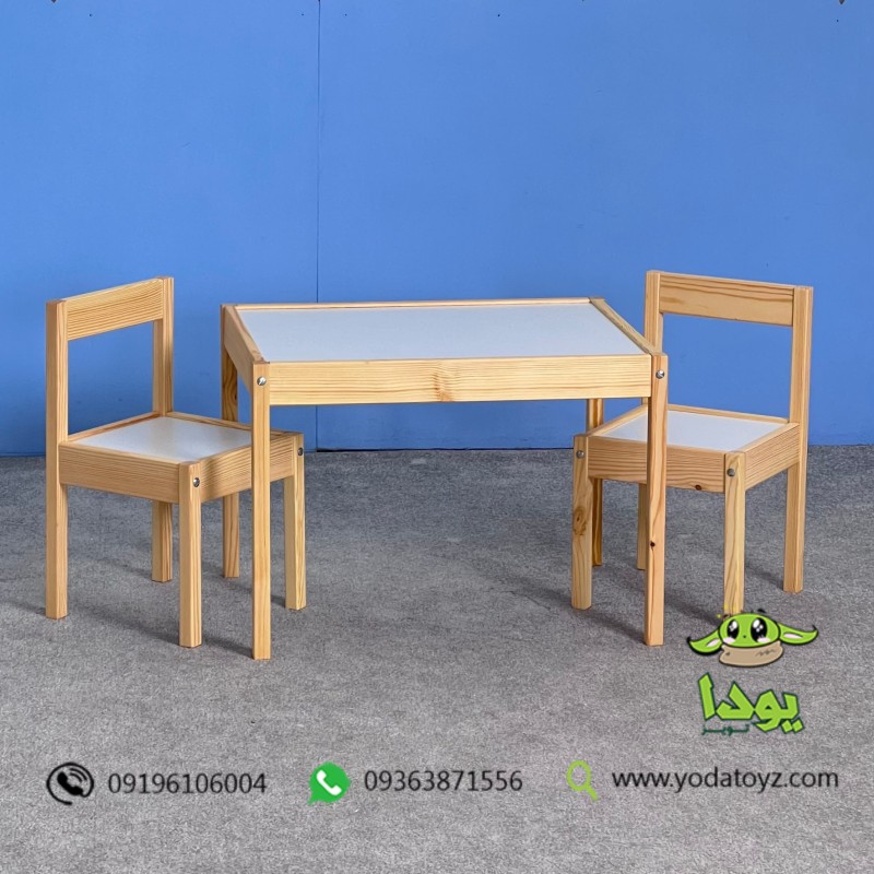 میز و صندلی چوبی کودک طرح ایکیا (یک میز و دو صندلی)