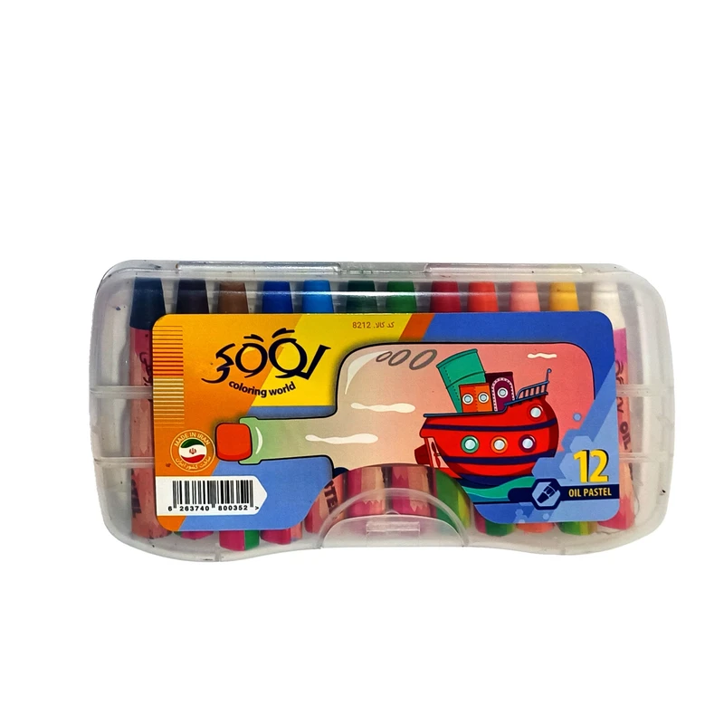 مداد شمعی 12 رنگ لوکی (جعبه طلقی)