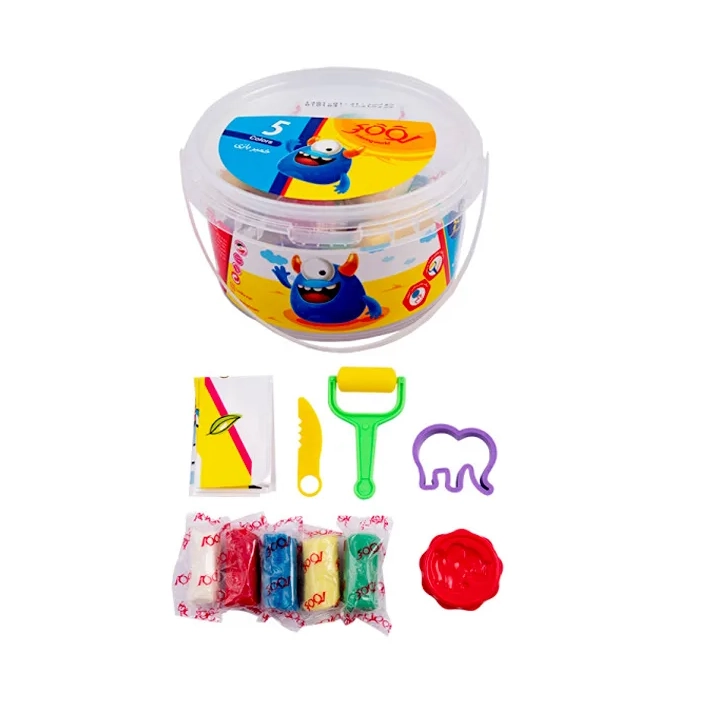 خمیر بازی سطلی 5 رنگ با ابزار برند لووکی