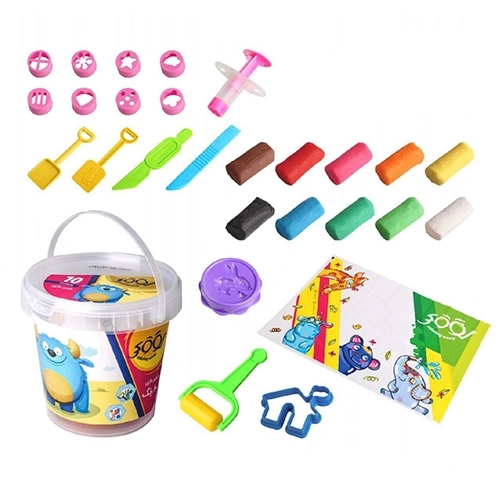 خمیر بازی سطلی 10 رنگ با ابزار برند لوکی