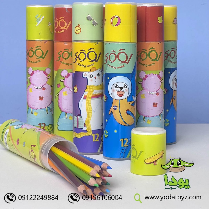 مداد رنگی 12 رنگ استوانه ای درب دار برند  لووکی