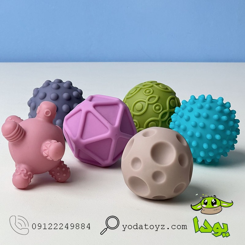 توپ حسی نوزادی 6 تکه رنگ ماکارون کد 1082