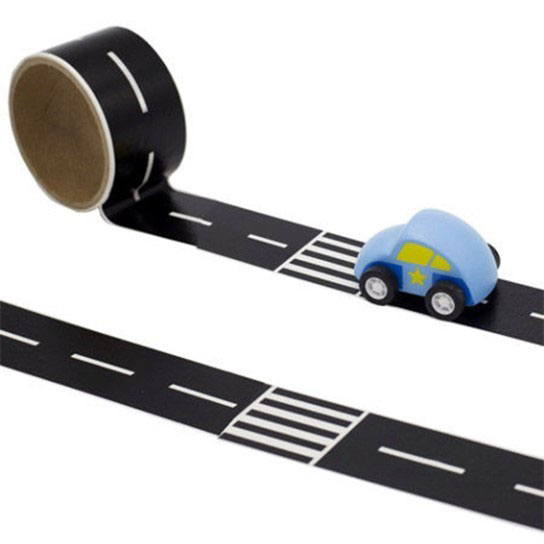 نوارچسب طرح جاده به همراه  ماشین چوبی