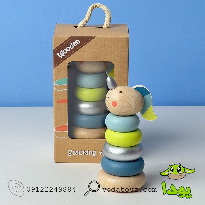اسباب بازی نوزادی برج هوش چوبی دراگون متالیک BZ-14-F