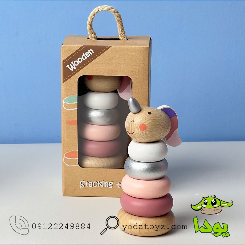 اسباب بازی برج هوش چوبی یونیکورن صورتی BZ-14-F