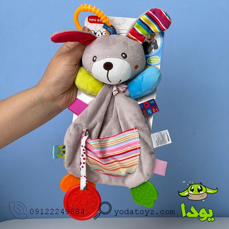 عروسک نوزادی دندانگیر و آویزی خرس طوسی K30B