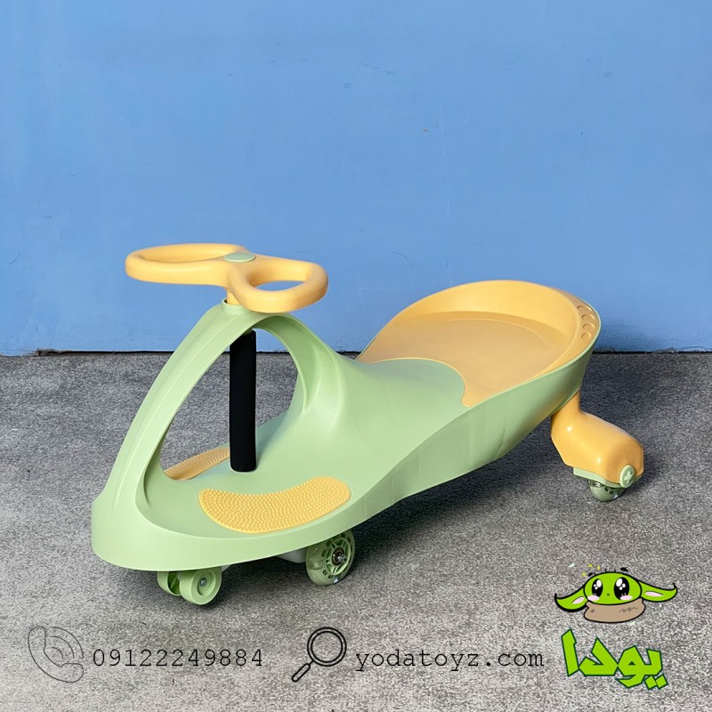 پلاسماکار کودک چرخ ژله ای و چراغدار رنگ سبز پاستلی