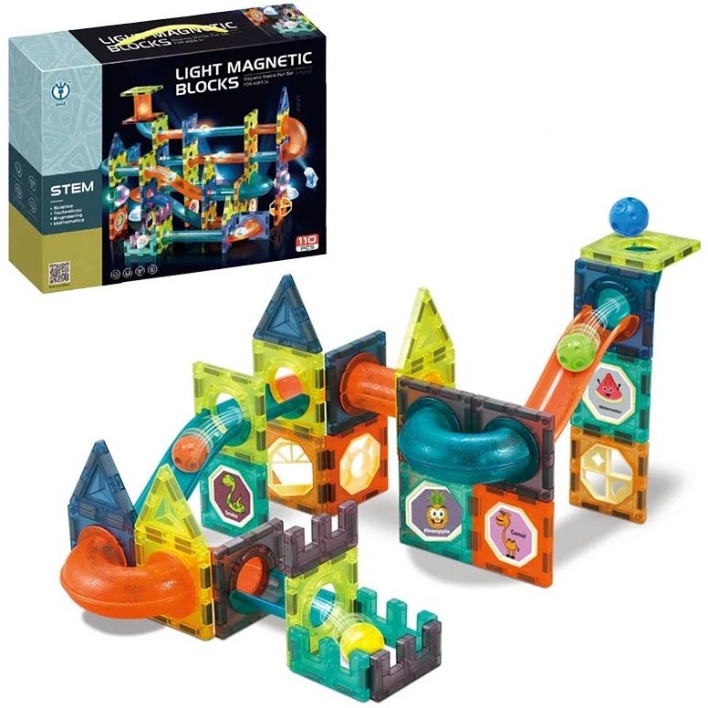 اسباب بازی کاشی مغناطیسی چراغ دار (مگنتیک تایل) 75 تکه  2301 - light magnetic blocks