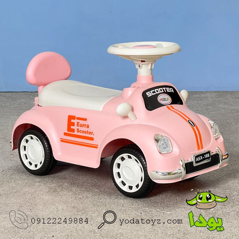 ماشین پایی کودک موزیکال و چراغدار رنگ صورتی مدل مینی ماینر asx-188