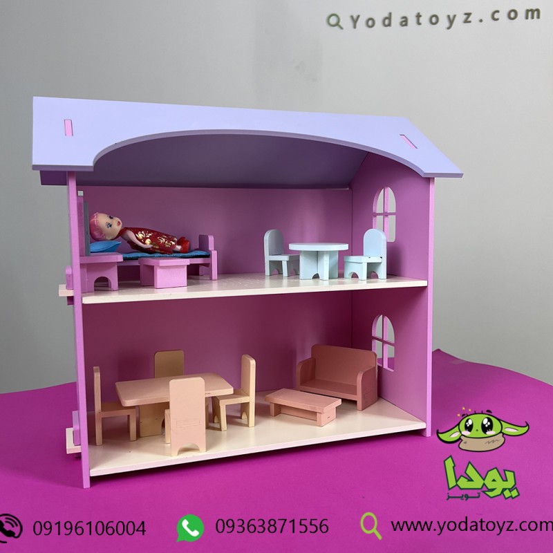 اسباب بازی خانه عروسک چوبی دخترانه رنگ صورتی - DOLL HOUSE