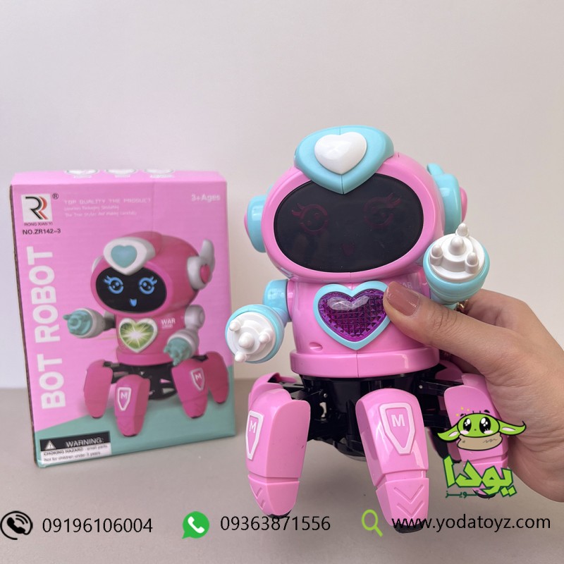 ربات موزیکال دخترانه متحرک مدل هشت پا  رنگ صورتی-BOT TOY PIONEER