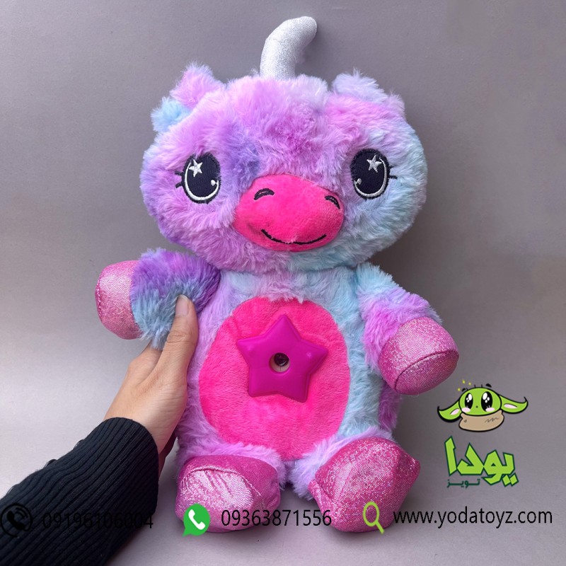 چراغ خواب عروسکی یونی کورن با افکت نوری رنگ آبی-بنفش
