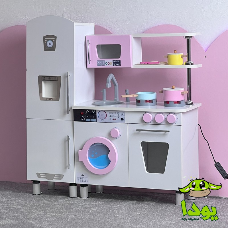 آشپزخانه چوبی کودک مدل کیدز با نور و ریزش آب
