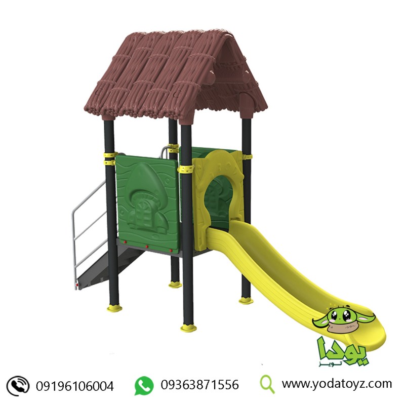 سرسره فلزی فضای باز شامل پله و برج و یک سرسره کد PS1101