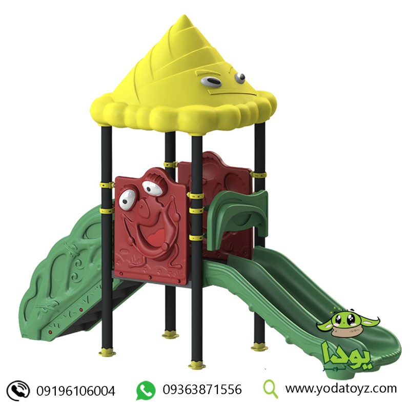 سرسره فلزی کودک با دو سرسره و پله کد PS1102