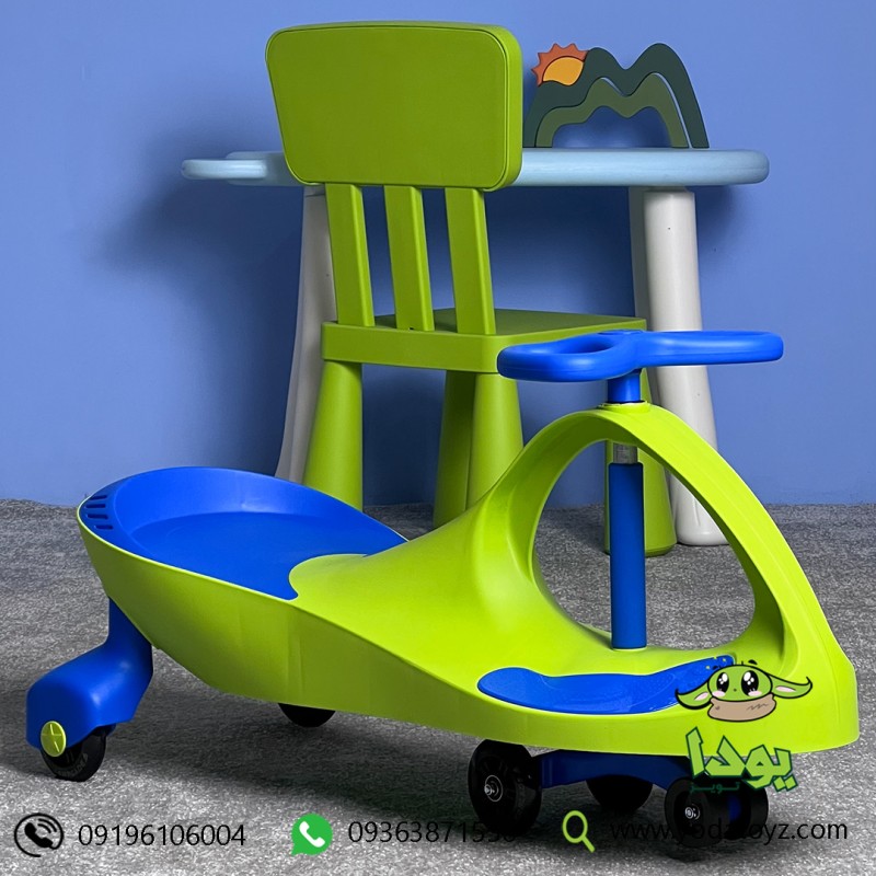 لوپ کار چرخ ژله ای ساده ایرانی  LOOPCAR رنگ سبز با نشیمن آبی