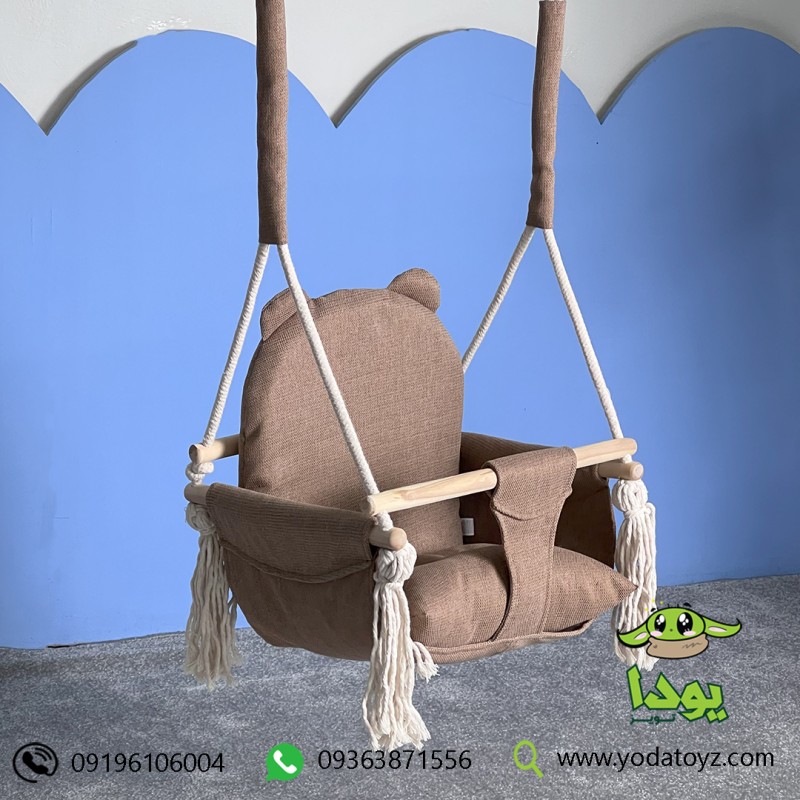 تاب آویز و بارفیکسی کودک پارچه مبلی برند شادلی مدل کوالا رنگ  نسکافه ای