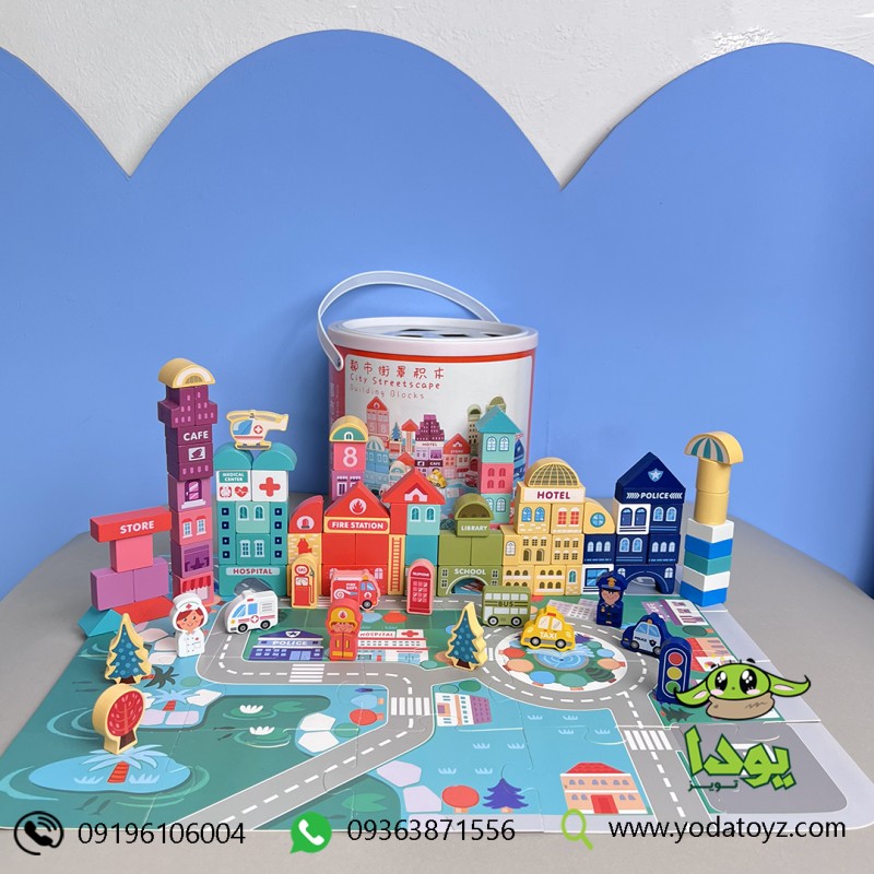 بلوک چوبی بریکس 100 تکه با فرش بازی (درپوش سفید) 1651