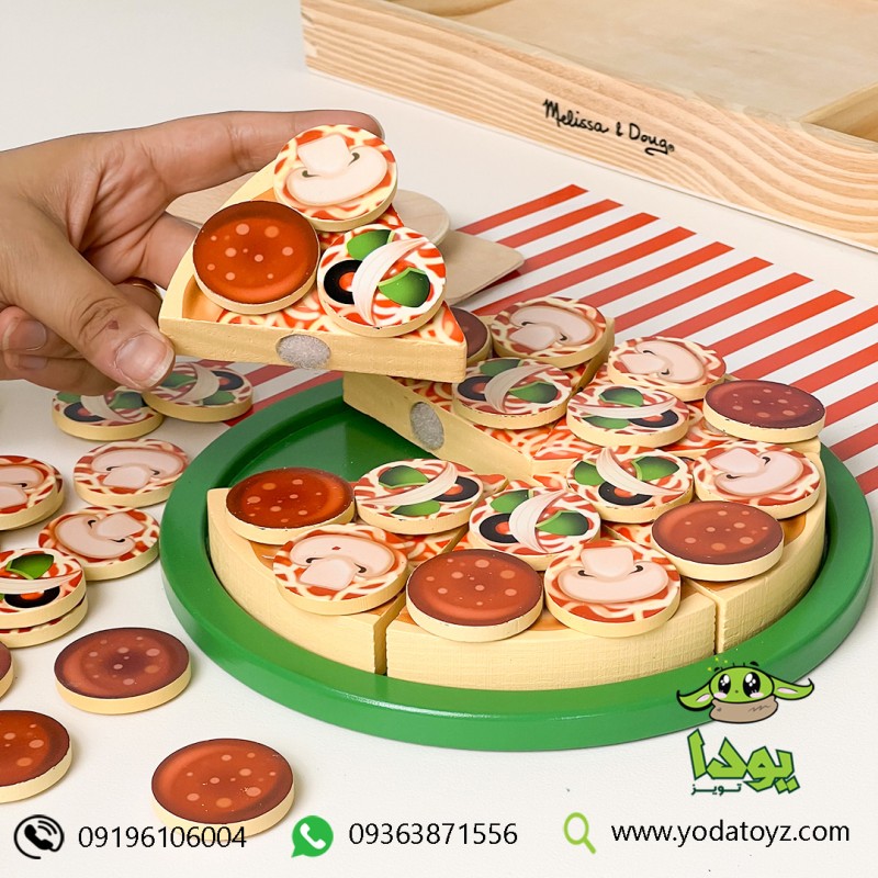 اسباب بازی پیتزا سازی چوبی 36 تکه وارداتی برند melissa and doug