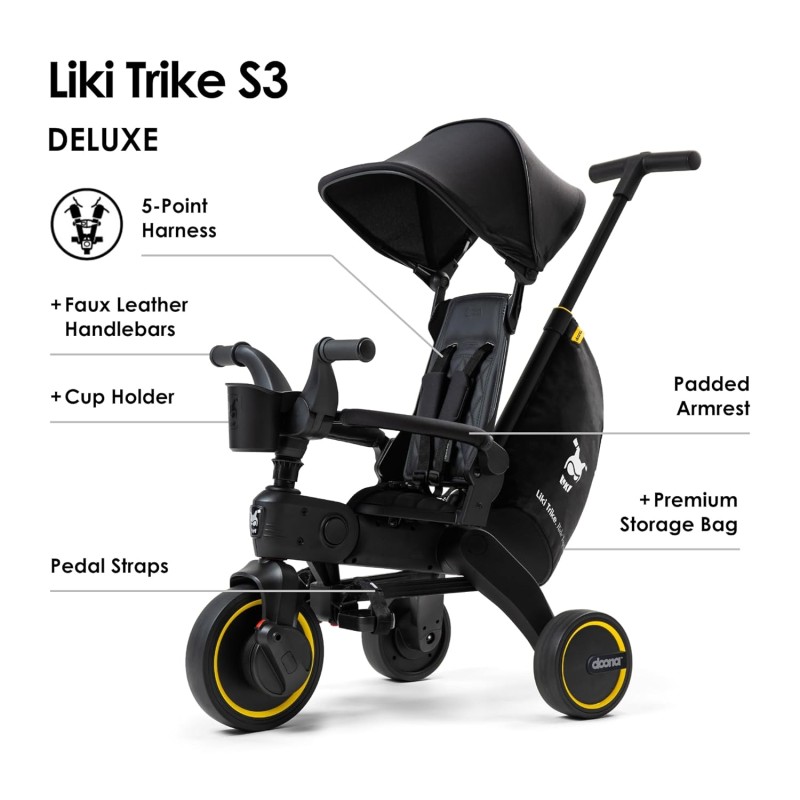 سه چرخه تاشو کودک رنگ مشکی qplay doona