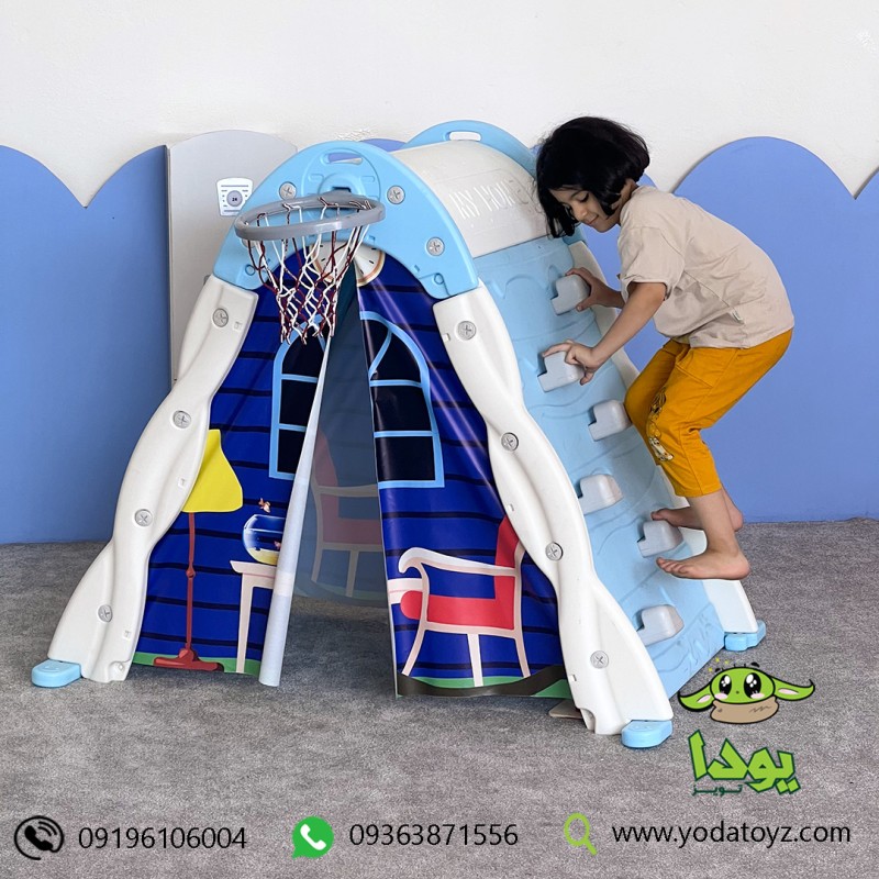 کلبه کودک پسرانه مدل هپی رنگ آبی