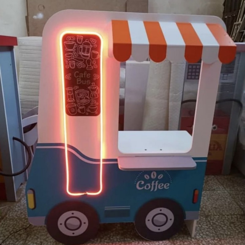 اسباب بازی مشاغل کافه چوبی نئونی طرح ماشین