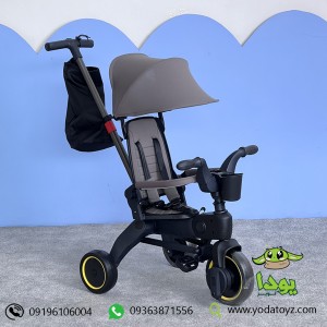 سه چرخه تاشو کودک رنگ طوسی  qplay doona