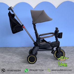 سه چرخه تاشو کودک رنگ طوسی  qplay doona