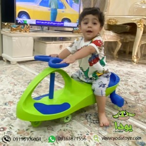 لوپ کار چرخ ژله ای چراغدار رنگ سبز با نشیمن آبی  LOOPCAR