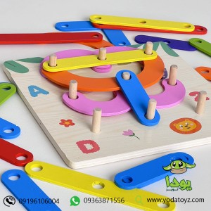 اسباب بازی پازل چوبی آموزشی حروف و اعداد انگلیسی - changeable building blocks