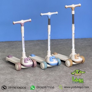 اسکوتر کودک تاشو طرح خرس رنگ آبی