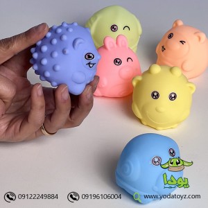 اسباب بازی توپ حسی نوزاد با رنگ پاستلی و سوتک 6 عددی itouch ball 153-916