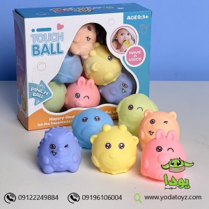 اسباب بازی توپ حسی نوزاد با رنگ پاستلی و سوتک 6 عددی itouch ball 153-916