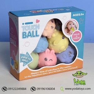 اسباب بازی توپ حسی نوزاد با رنگ پاستلی و سوتک 6 عددی itouch ball 153-916