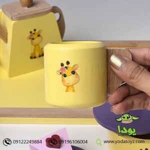 اسباب بازی چوبی ست چایخوری طرح  زرافه